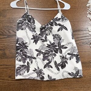 L'AGENCE Lexi satin Black and White Floral Camisole